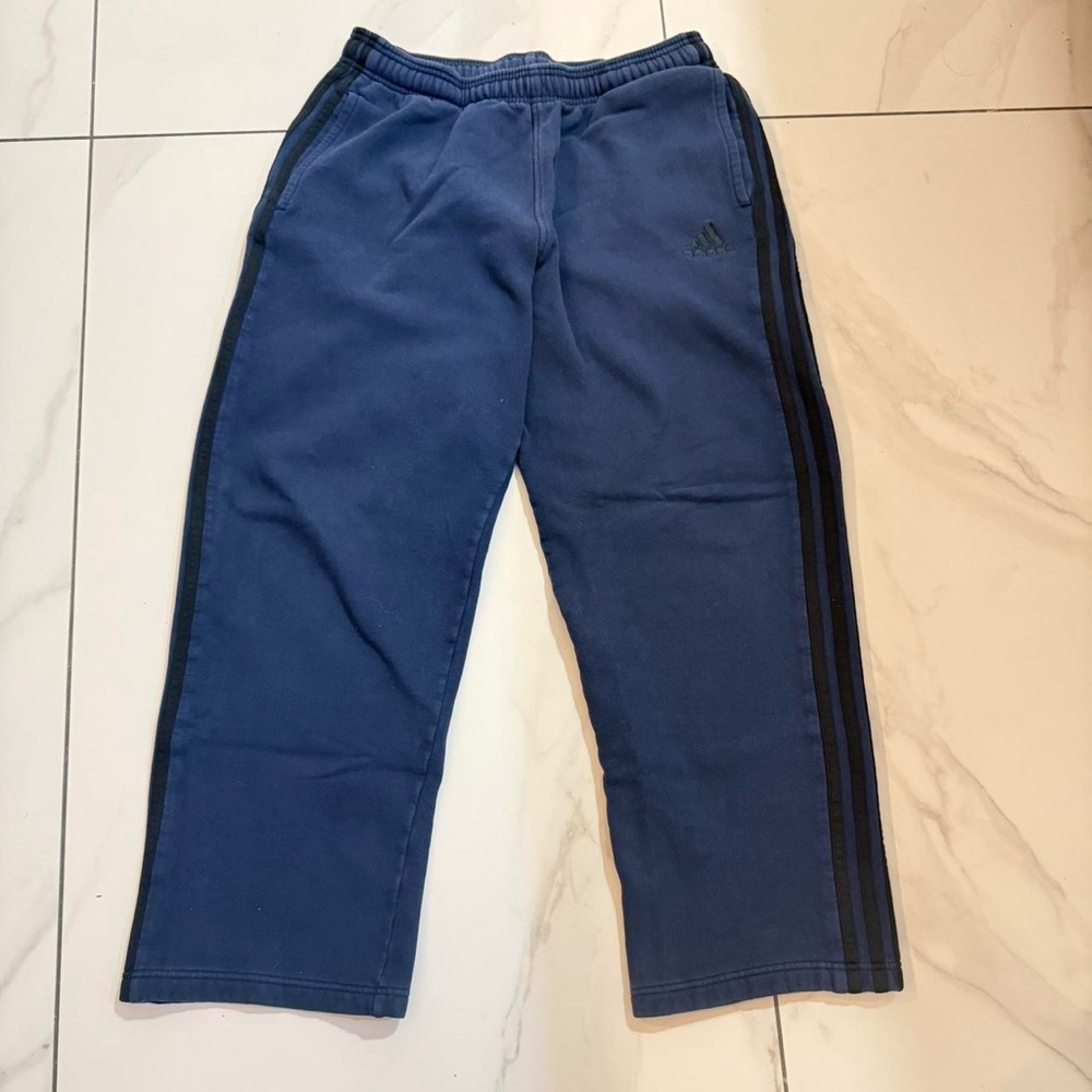 Adidas Blue Track Pants with Black Stripes